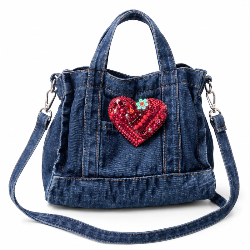 Mini Denim Heart and Mini Denim Garden
