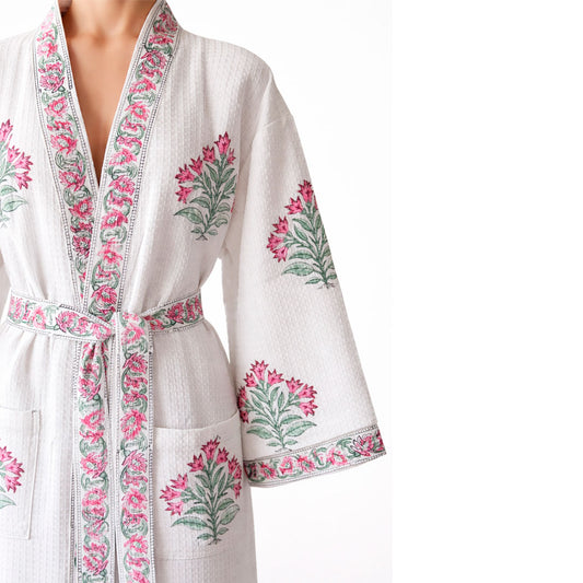 Bathrobe Coral Floral Coral