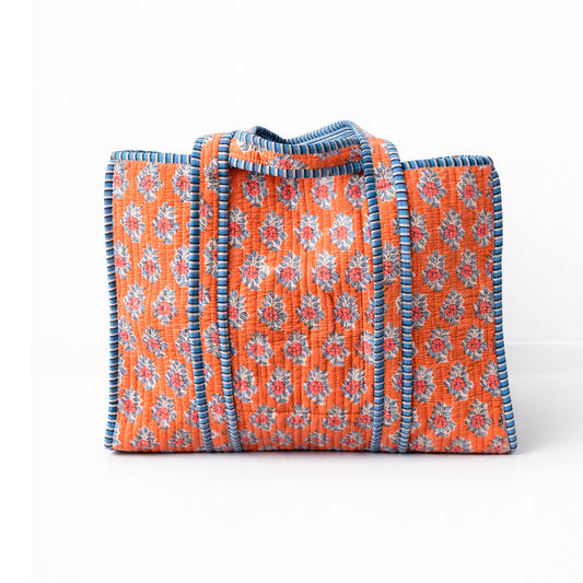 Tote Florecer Mostaza & Coral Reversible