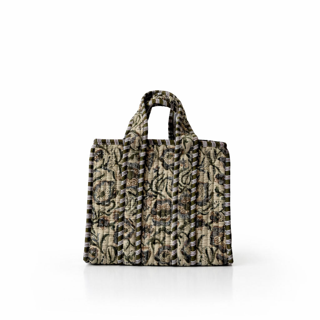 Mini Tote Raíz Verde Militar Reversible