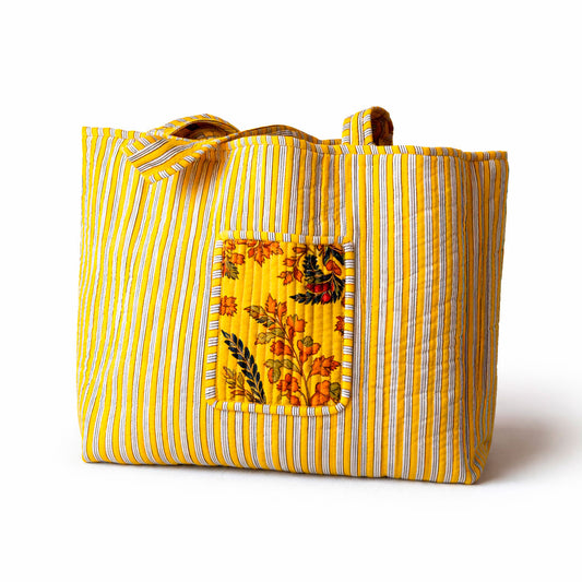 Tote Áurea Velvet Amarillo Reversible
