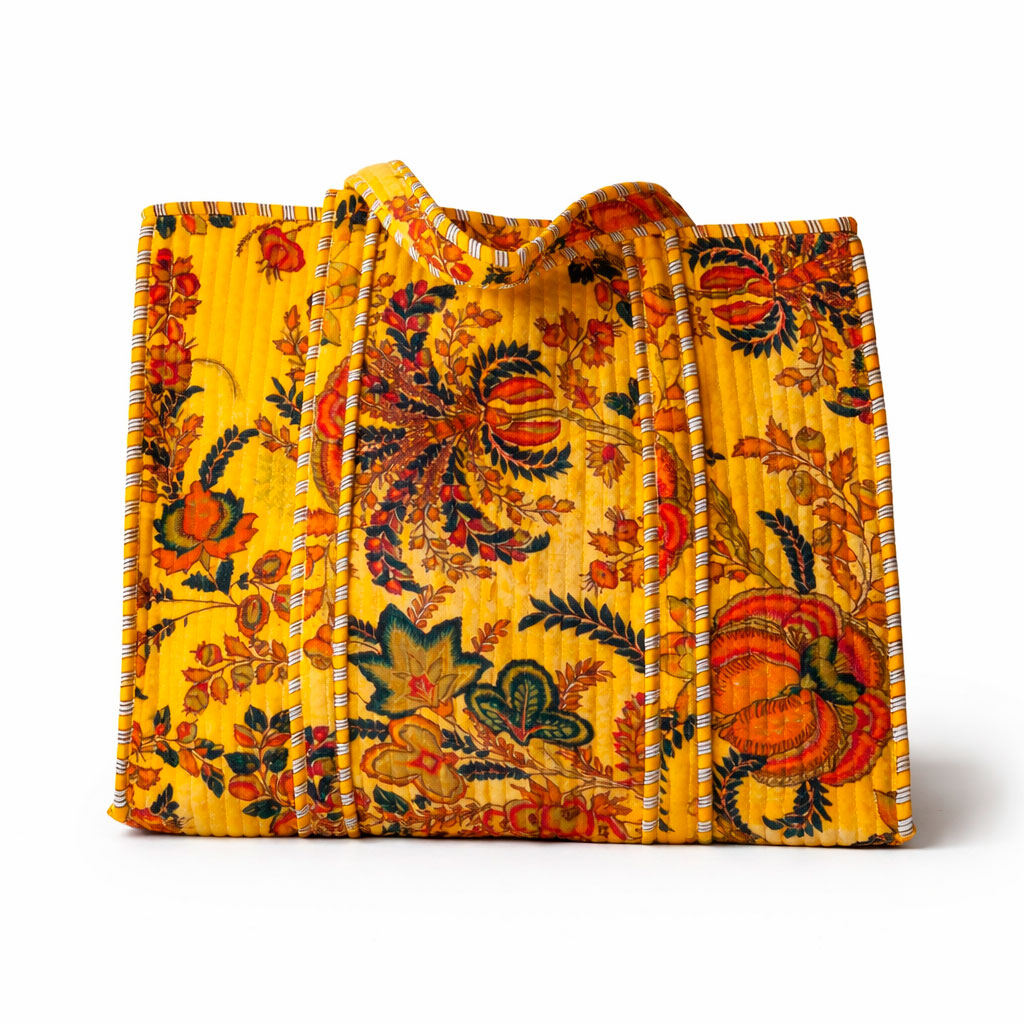 Tote Áurea Velvet Amarillo Reversible